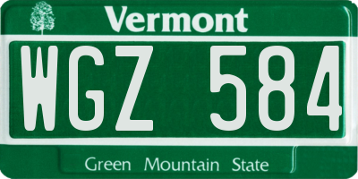 VT license plate WGZ584