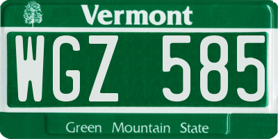 VT license plate WGZ585