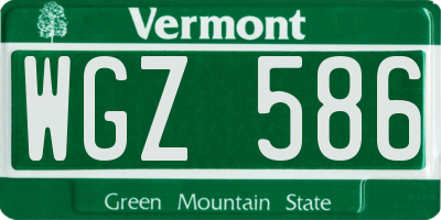 VT license plate WGZ586