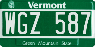 VT license plate WGZ587