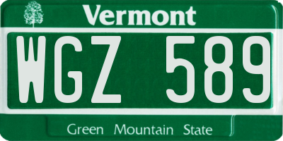 VT license plate WGZ589