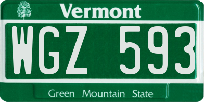VT license plate WGZ593