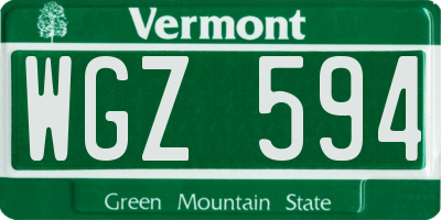 VT license plate WGZ594