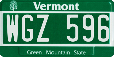 VT license plate WGZ596