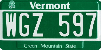 VT license plate WGZ597