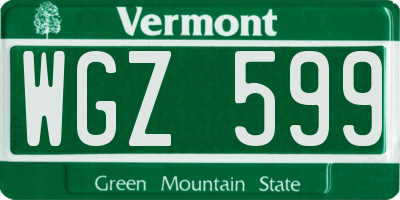 VT license plate WGZ599