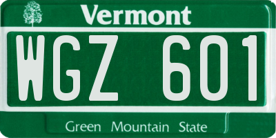 VT license plate WGZ601