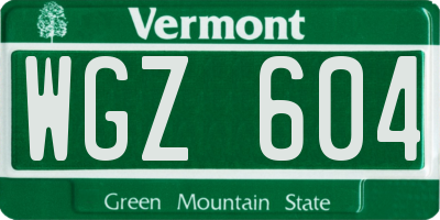 VT license plate WGZ604