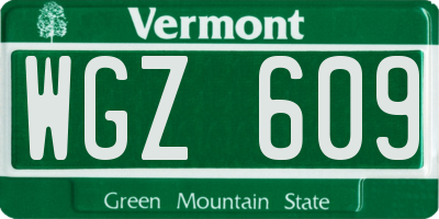 VT license plate WGZ609