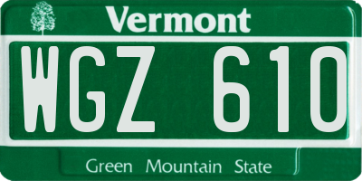 VT license plate WGZ610