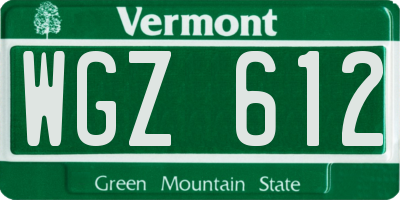 VT license plate WGZ612
