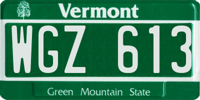 VT license plate WGZ613