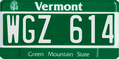 VT license plate WGZ614