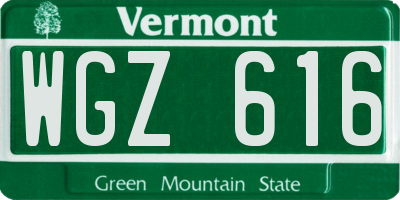 VT license plate WGZ616