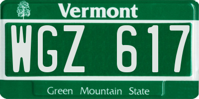 VT license plate WGZ617