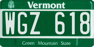 VT license plate WGZ618