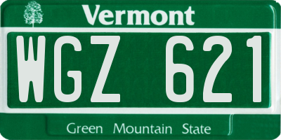 VT license plate WGZ621