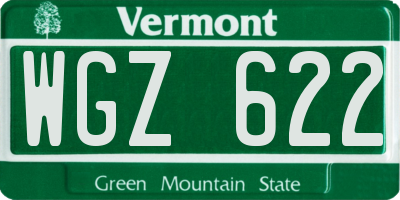 VT license plate WGZ622