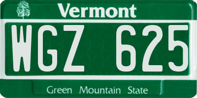 VT license plate WGZ625