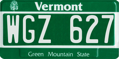 VT license plate WGZ627