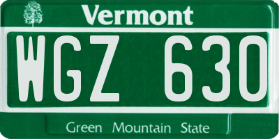 VT license plate WGZ630