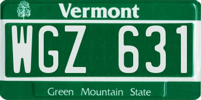 VT license plate WGZ631