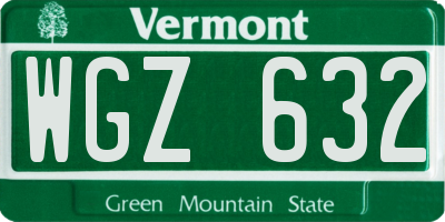VT license plate WGZ632