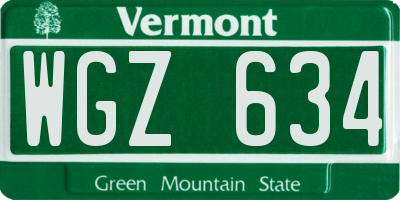 VT license plate WGZ634