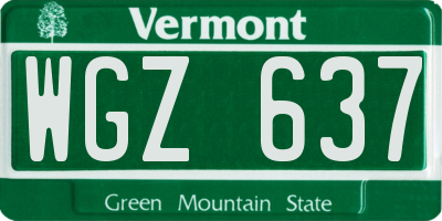 VT license plate WGZ637