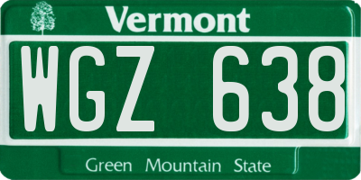 VT license plate WGZ638