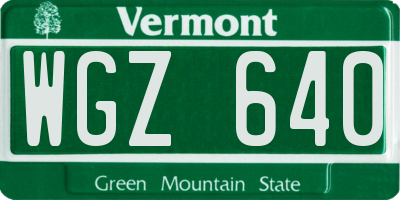 VT license plate WGZ640