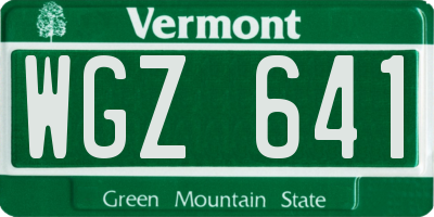 VT license plate WGZ641