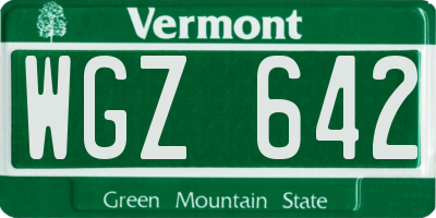 VT license plate WGZ642