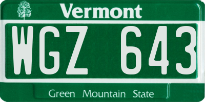VT license plate WGZ643