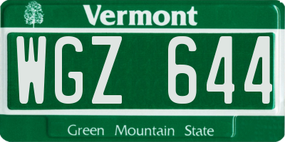 VT license plate WGZ644