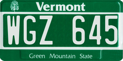 VT license plate WGZ645