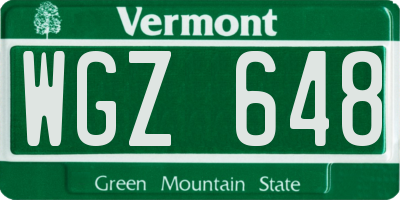 VT license plate WGZ648