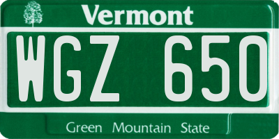 VT license plate WGZ650