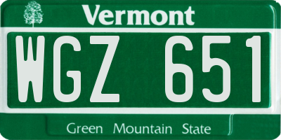 VT license plate WGZ651
