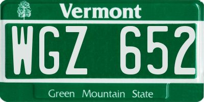 VT license plate WGZ652