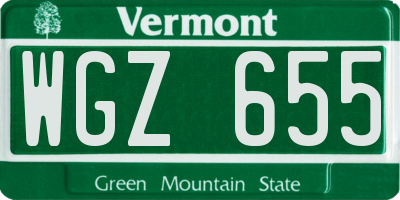 VT license plate WGZ655