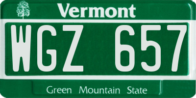 VT license plate WGZ657
