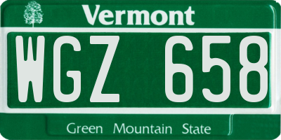 VT license plate WGZ658