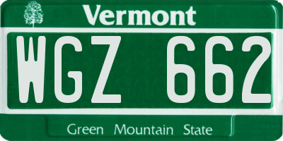 VT license plate WGZ662