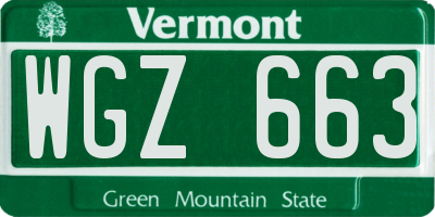 VT license plate WGZ663
