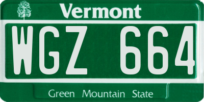 VT license plate WGZ664