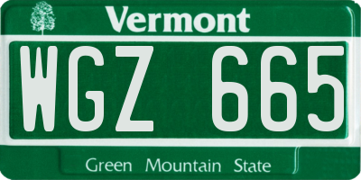 VT license plate WGZ665