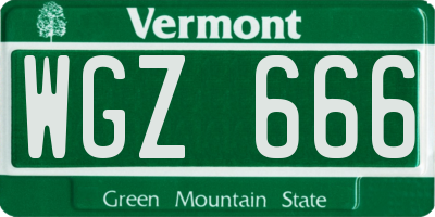 VT license plate WGZ666