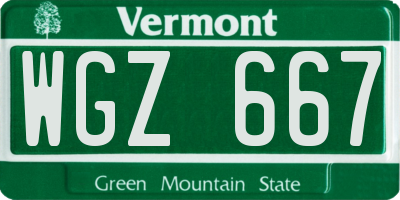 VT license plate WGZ667