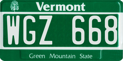 VT license plate WGZ668